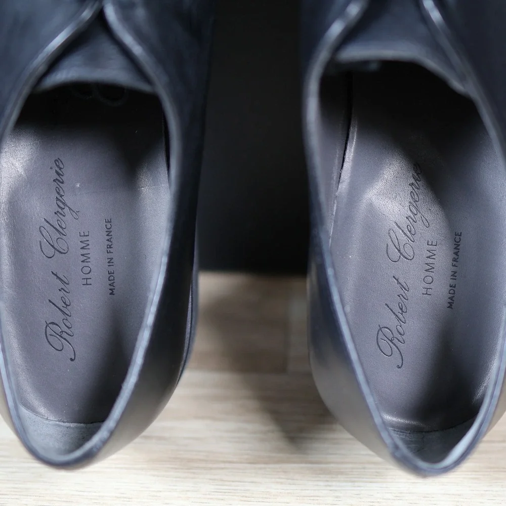 Robert Clergerie Shoes Men 11.5 Black Gian Leather Derby Designer Made in France